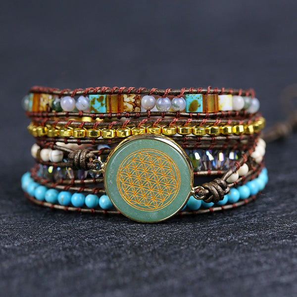 Pulsera de Cuero Tejida a Mano - Diseño Multicapa Artesanal