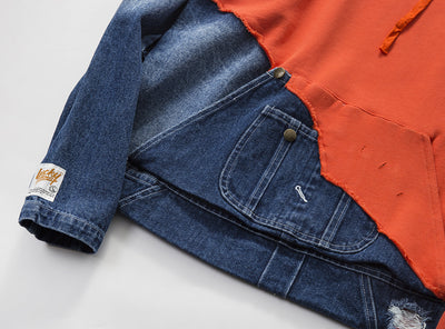 Sudadera con Capucha Denim Lavado Medio y Costuras Decorativas para Hombre - Image 12