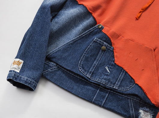 Sudadera con Capucha Denim Lavado Medio y Costuras Decorativas para Hombre - Image 12
