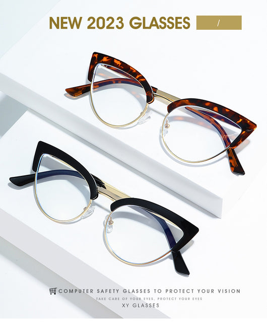 Gafas Elegantes Marco Grande Metal Mitad Inferior - Image 35