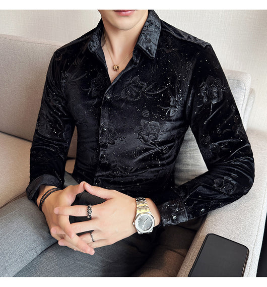 Ropa Elegante en Terciopelo Dorado para Hombre Talla Grande - Image 21