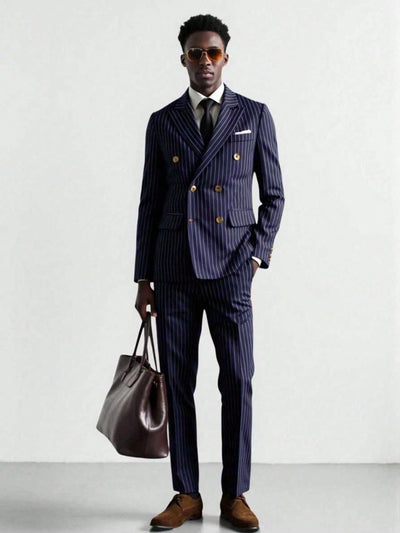 Conjunto de Traje Ejecutivo a Rayas para Hombre - Image 21