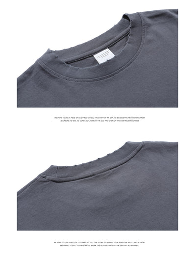 Camiseta Casual Americana de Manga Corta con Bolsillo y Orilla Deshilachada para Hombre - Image 11