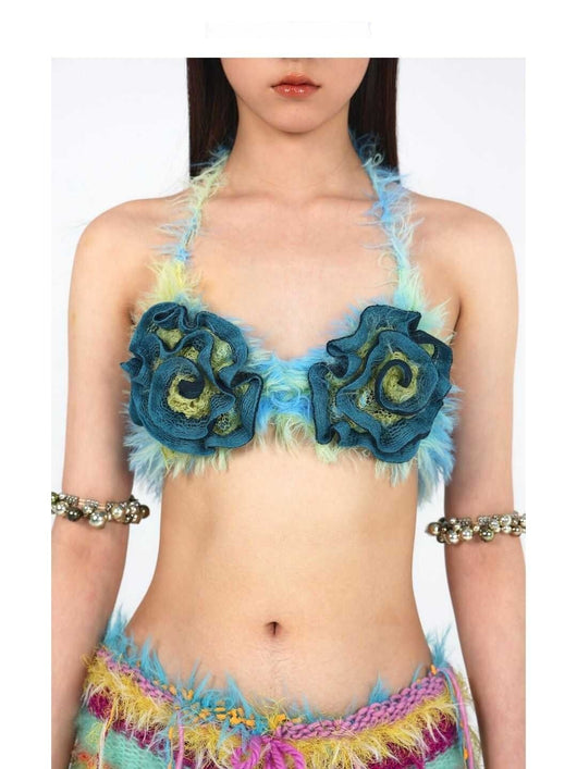 Bikini Floral Azul Tejido a Mano en Lana - Image 8