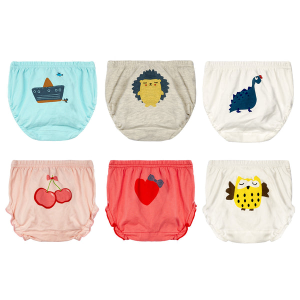 Pantaletas de Algodón para Bebé con Diseño de Pan Caricaturizado - Pack de 3