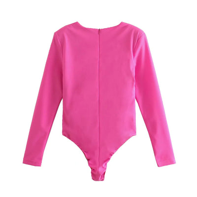 Blusa Ajustada Escote Profundo en V con Mangas Largas para Mujer - Image 2