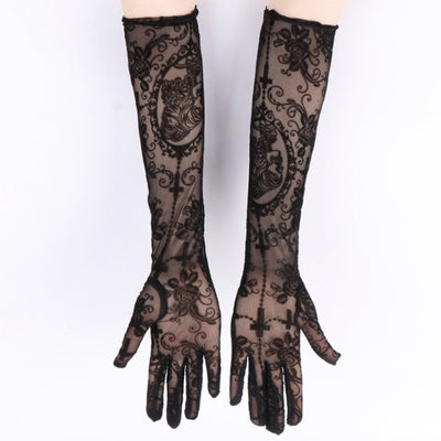 Guantes Largos de Encaje con Calavera para Disfraz de Halloween - Image 7