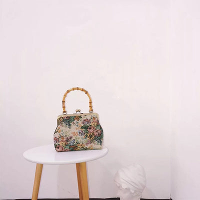 Bolsa Mensajera Bambú con Estampado Floral Retro - Image 11