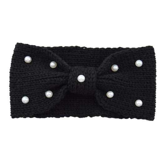 Diadema Tejida de Lana con Moño de Perlas para Mujer - Image 33