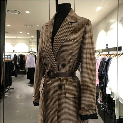 Abrigo de Lana a Cuadros Estilo Coreano - Image 8
