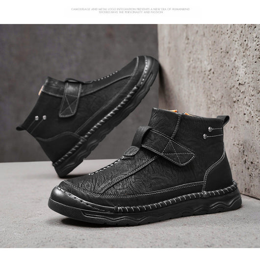 Botas Altas de Cuero para Hombre - Estilo Cargo Versátil - Image 18