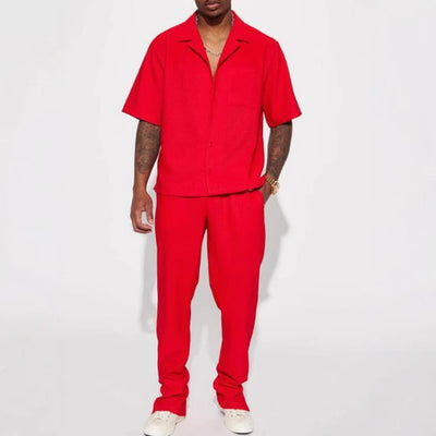 Traje Casual Suelto con Solapas Anchas y Pantalón Corto para Hombre - Image 17