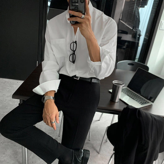Camisa Manga Larga Casual Hombre - Estilo Clásico Otoño
