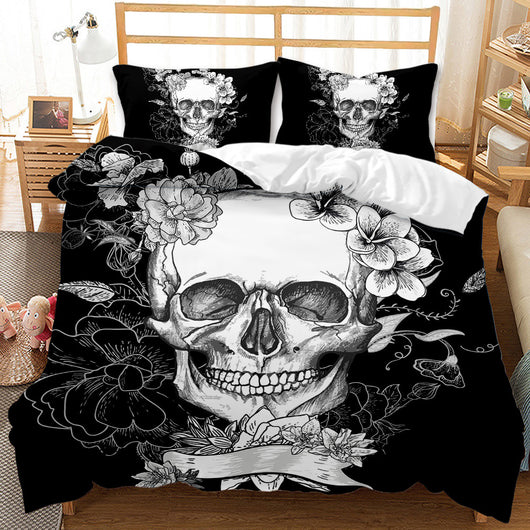Juego de Edredón Estampado con Calaveras en Impresión Digital