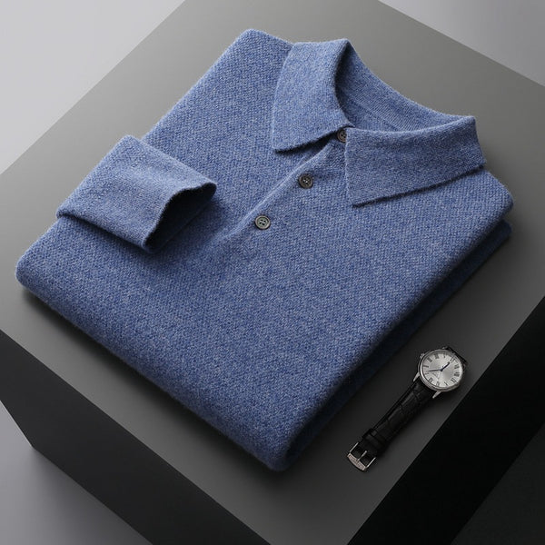 Cardigan Grueso Hombre Cuello Polo Casual Suelto