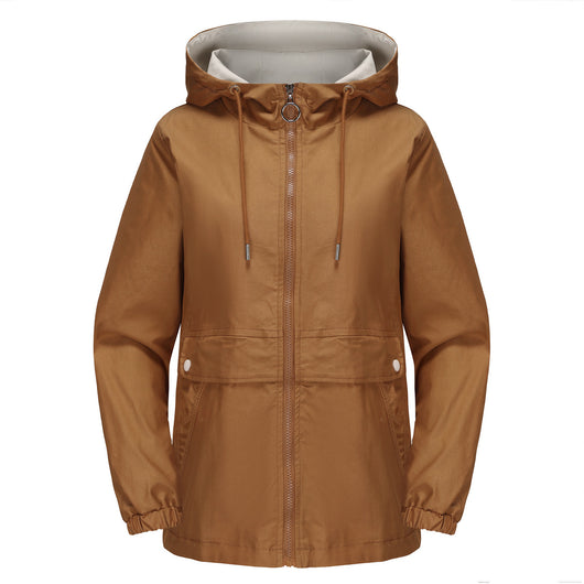 Abrigo Impermeable con Capucha en Colores Sólidos para Mujer - Image 18