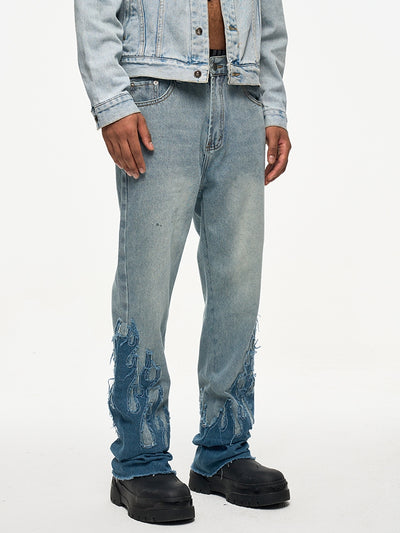 Jeans Acampanados con Parches Flame para Hombre - Image 2