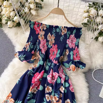Vestido de Resort con Hombros Descubiertos y Volantes Irregulares - Image 29