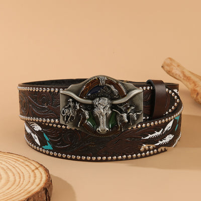 Cinturón Vaquero Punk Retro con Hebilla Bullhead - Image 7