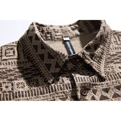 Camisa Étnica Retro de Manga Corta para Hombre - Image 3