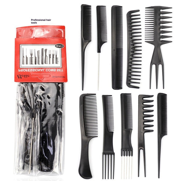 Set de 10 Peines Profesionales para Barbería y Salón de Belleza
