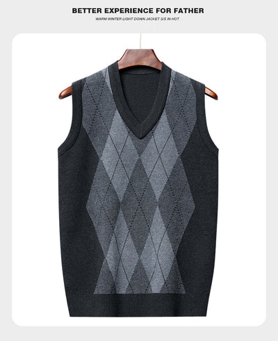 Chaleco Tejido sin Mangas a Cuadros para Hombre - Estilo Casual Moderno - Image 9