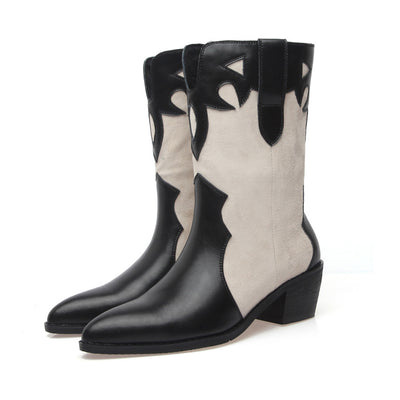 Botines de Tacón Bajo Punta Afilada con Estampado Lácteo - Image 10