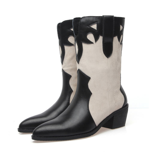 Botines de Tacón Bajo Punta Afilada con Estampado Lácteo - Image 10