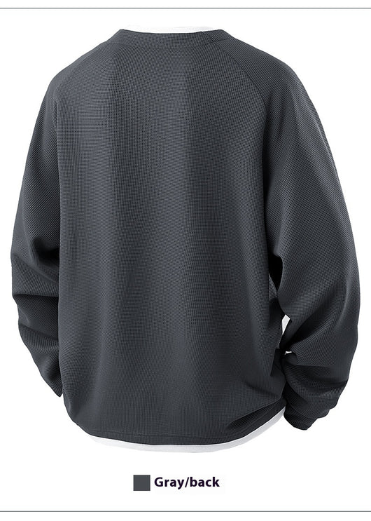Suéter Waffle V-Cuello Bicolor Casual Versátil para Mujer - Image 11
