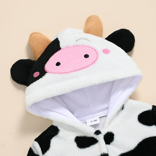 Pijama Enterizo Vaca Esponjosa con Capucha y Piernas Largas para Bebé - Image 3