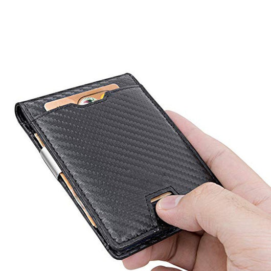 Cartera Minimalista de Cuero Fibra con Clip para Dinero y Tarjetas - Image 2