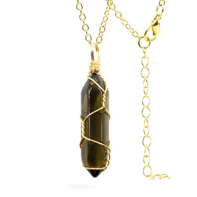 Collar Colgante de Cristal Hexagonal Envuelto a Mano con Piedra Natural - Image 22