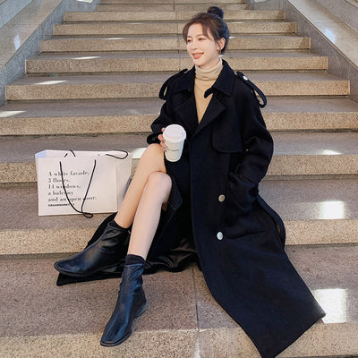Abrigo de Lana Largo Estilo Diosa - Negro Elegante - Image 4