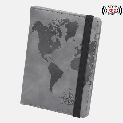 Cartera de Pasaporte con Mapa Mundial, Protección Antimagnética y Múltiples Compartimentos - Image 8