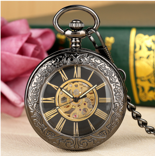 Reloj de Bolsillo Mecánico Automático con Lupa Grabada y Tapa Transparente - Image 4