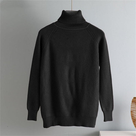 Suéter Cuello Alto Holgado de Color Liso para Mujer - Image 11
