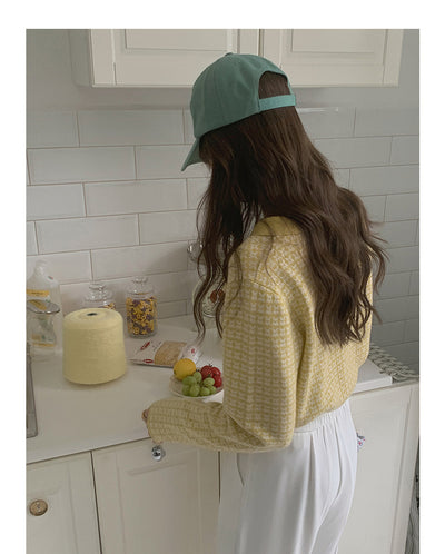 Cardigan Tejido Houndstooth con Cuello Polo para Mujer - Image 22