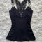 Top Retrô Feminino de Algodão com Renda e Alças Ajustáveis