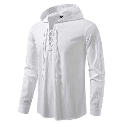 Camisa Pirata Medieval de Algodón y Lino con Cordón para Hombre - Image 13