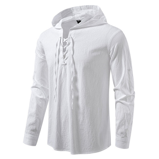 Camisa Pirata Medieval de Algodón y Lino con Cordón para Hombre - Image 13