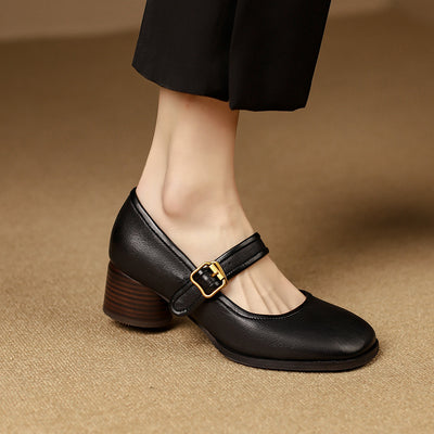 Zapatos de Tacón Grueso con Punta Redonda para Mujer - Image 7