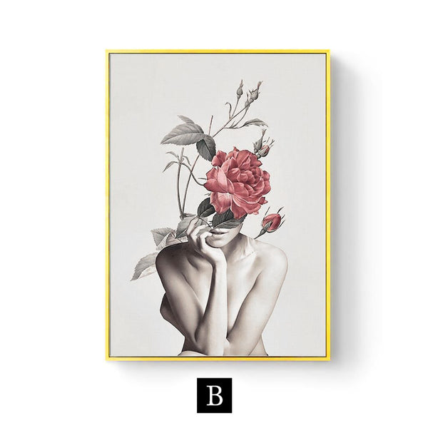Cuadro Abstracto Floral Moderno para Sala de Estar - Lienzo Decorativo de Arte Contemporáneo