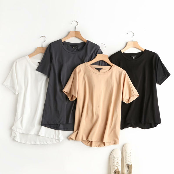 Playera Básica de Algodón 4 Colores Clásica - Corte Holgado y Versátil