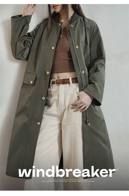 Abrigo Trench Oversize Verde Oliva con Bolsillos - Image 9