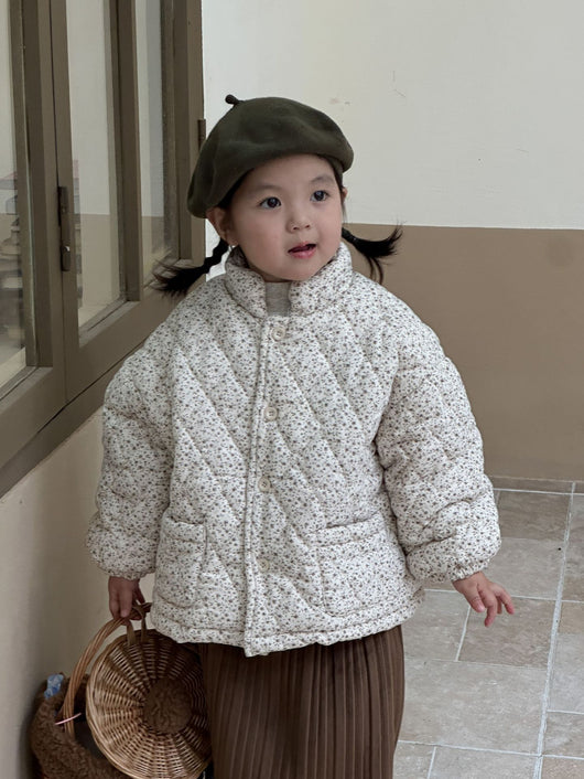 Abrigo Infantil Acolchado Floral con Forro Polar Grueso - Image 4