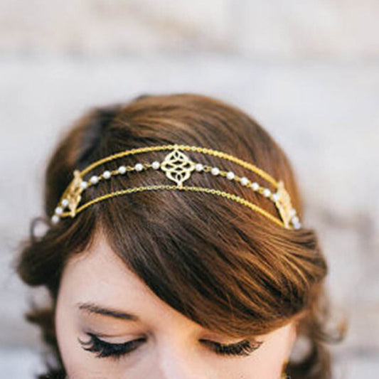 Diadema de Perlas Auspiciosas con Borlas y Cuentas Estilo Europeo y Americano - Image 2