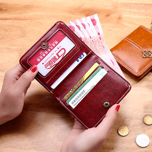 Monedero Vintage Compacto para Mujer - Billetera Delgada de Monedas