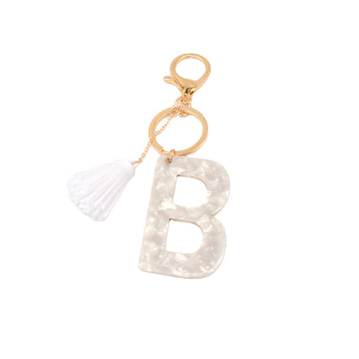 Llavero con Dije Alfabético de Acrílico y Borla Decorativa - Image 3