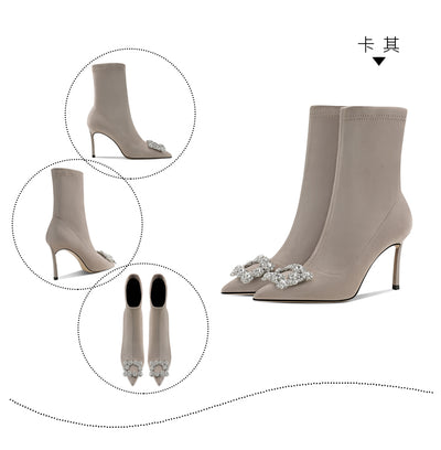 Botas Calcetín Elásticas con Tacón Aguja y Strass - Image 16