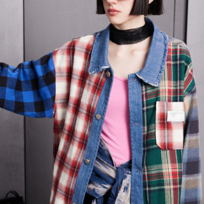 Chaqueta Polo Patchwork Retro con Contraste de Colores